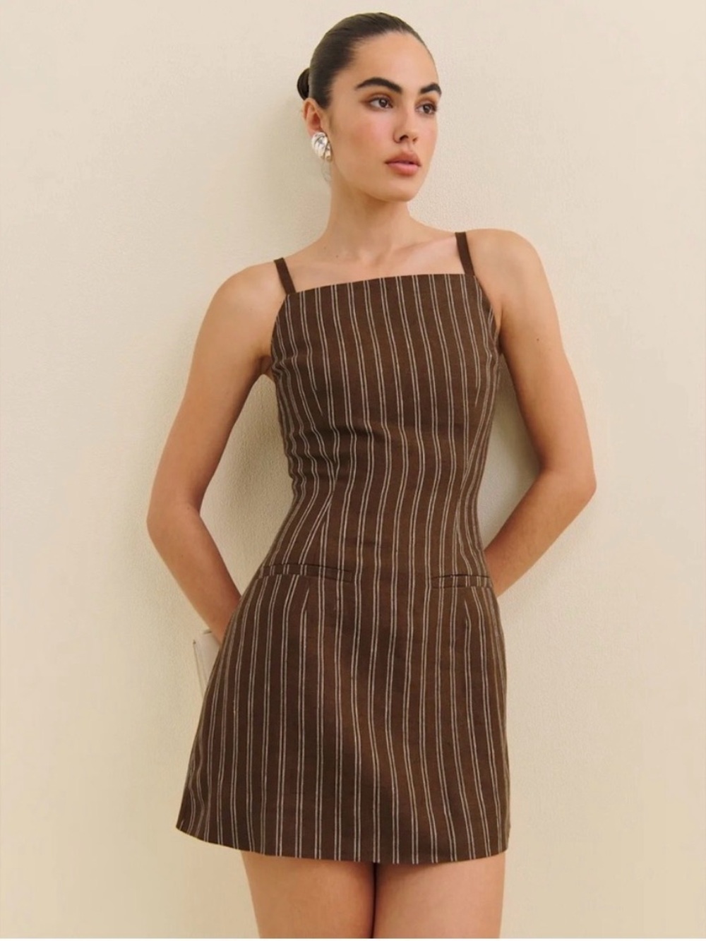BNWT Reformation Phillipa Linen Dress Boardwalk Stripe size 0